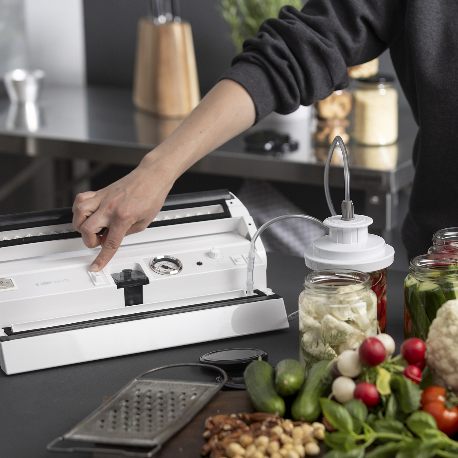 LaVa V300 White Vakuumierer  mit Vakuumbehältern