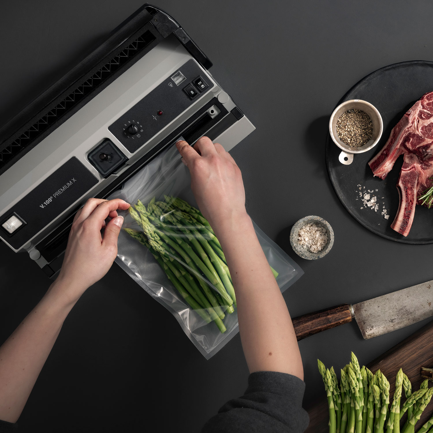 LaVa V.100 Premium X Vakuumierer - Beutel wird eingelegt